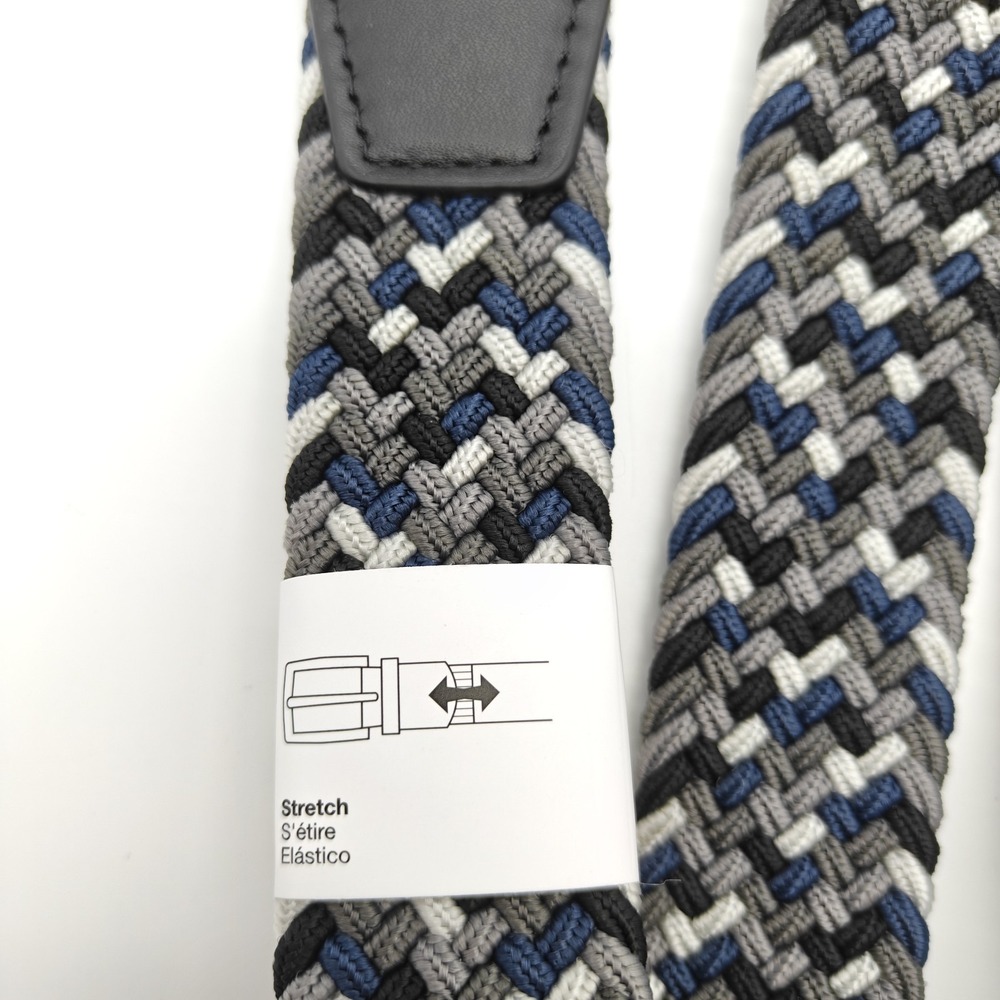 Nike Braided Stretch Belt Men's Large 38-40 Gray Blue White Woven Golf NWT - Picture 2 of 12